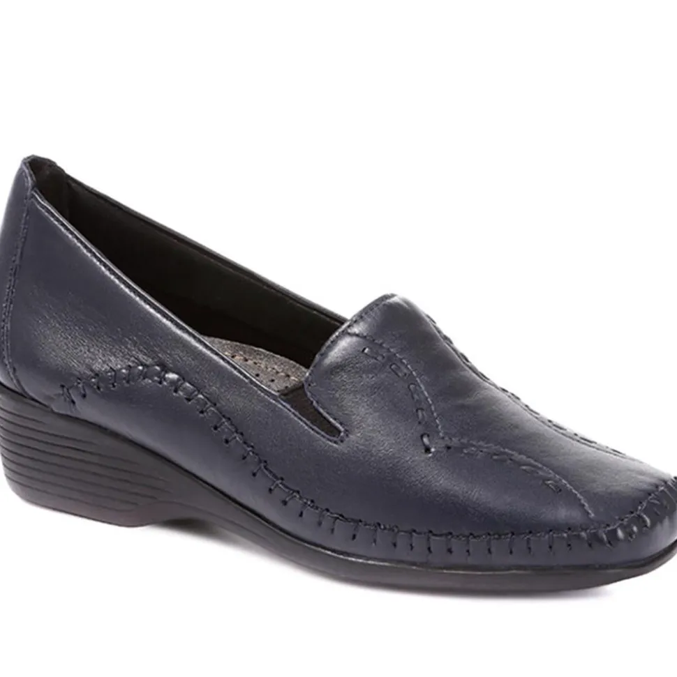 Leather Slip On Shoes - Navy