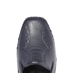 Leather Slip On Shoes - Navy