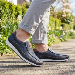 Leather Slip-On Shoes - Navy