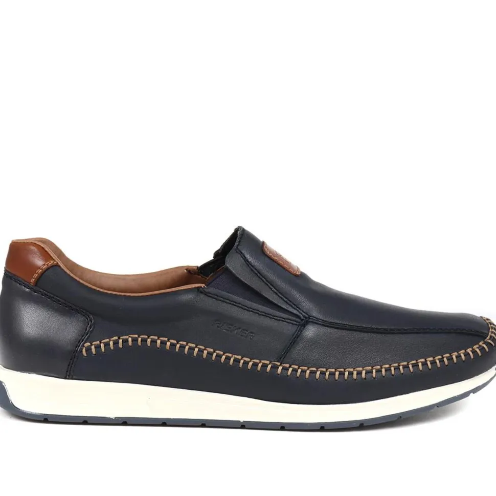 Leather Slip-On Shoes - Navy