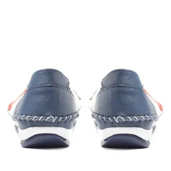 Leather Slip-On Shoes - Navy-Red-White
