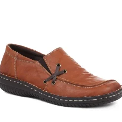Leather Slip On Shoes - Tan
