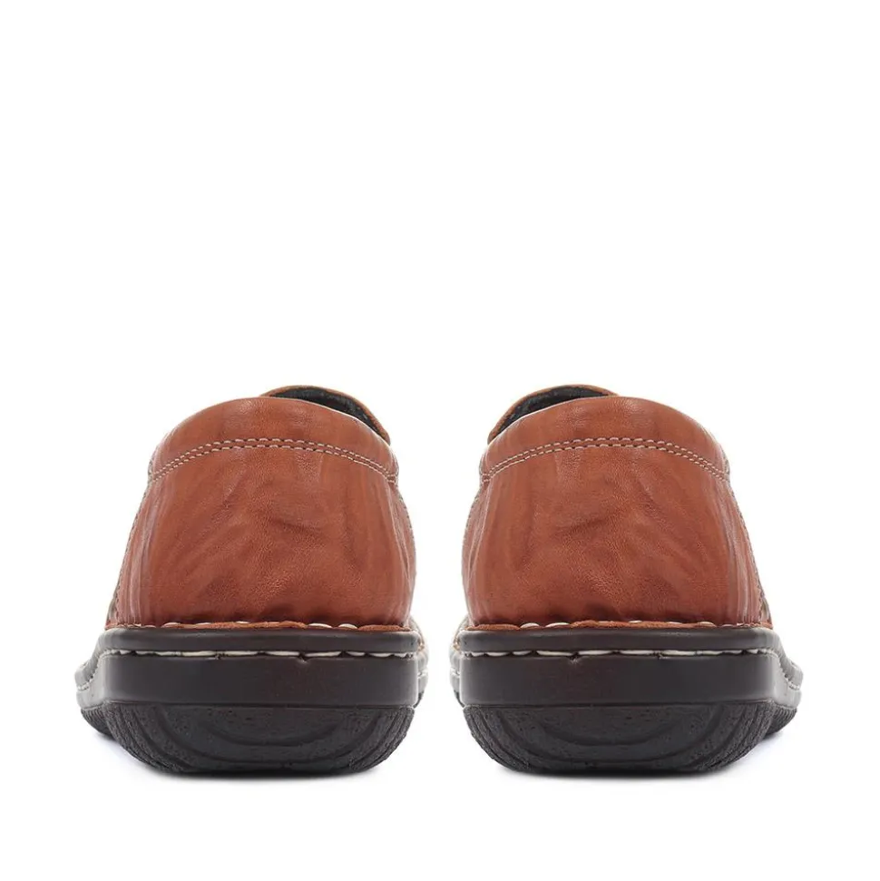 Leather Slip On Shoes - Tan