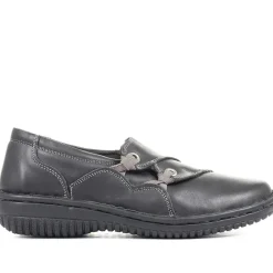 Leather Slip On Shoe with Elastic Loop - Black