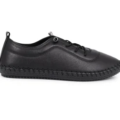 Leather Slip-On Trainers - Black-Black