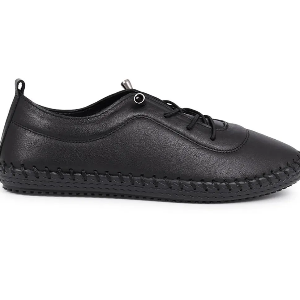 Leather Slip-On Trainers - Black-Black