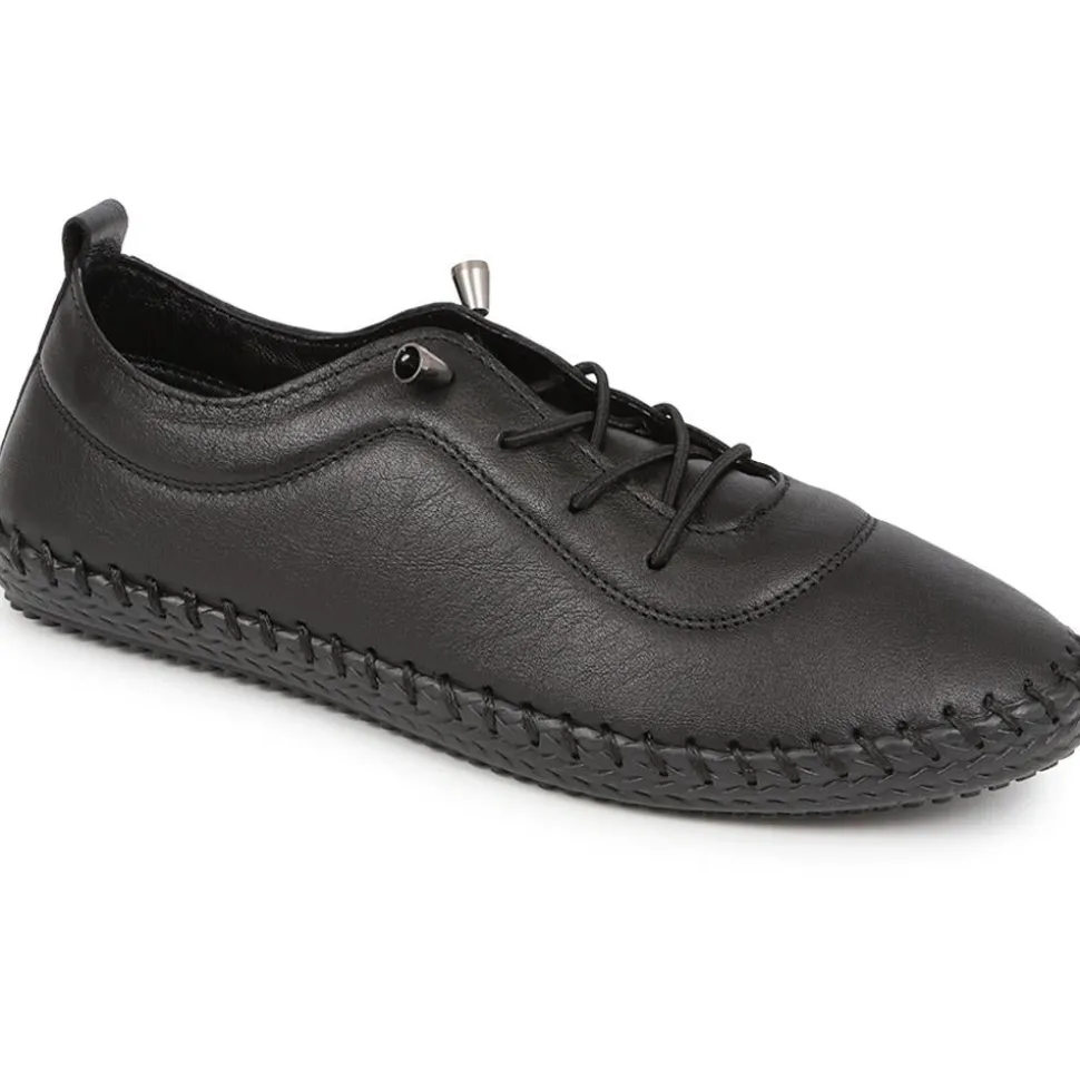Leather Slip-On Trainers - Black-Black