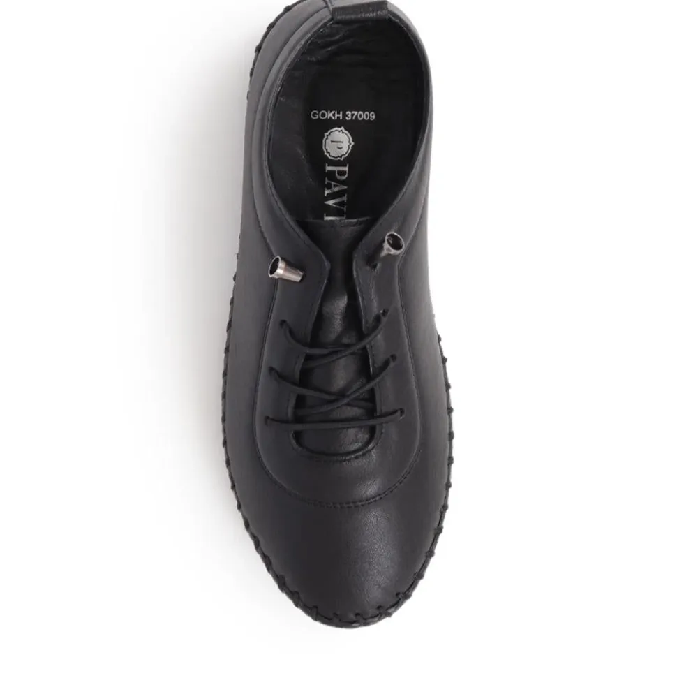 Leather Slip-On Trainers - Black-Black