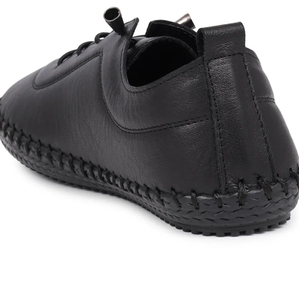 Leather Slip-On Trainers - Black-Black