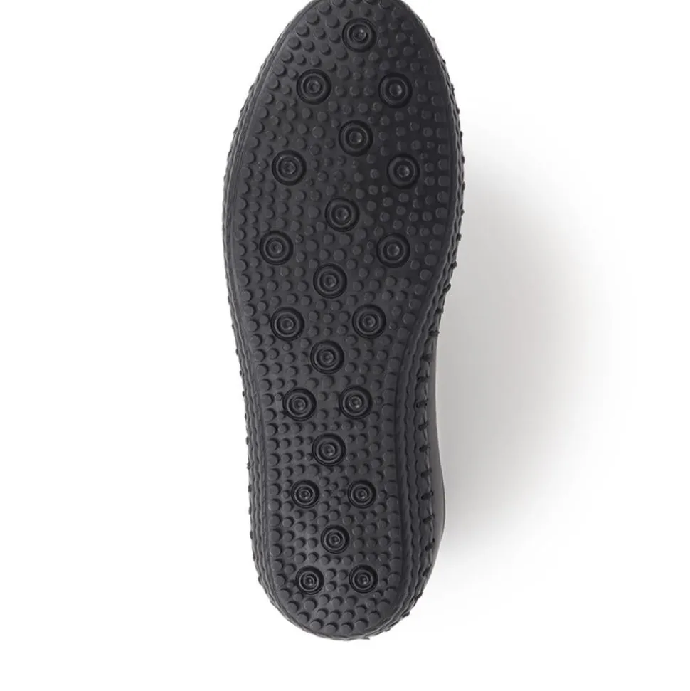 Leather Slip-On Trainers - Black-Black