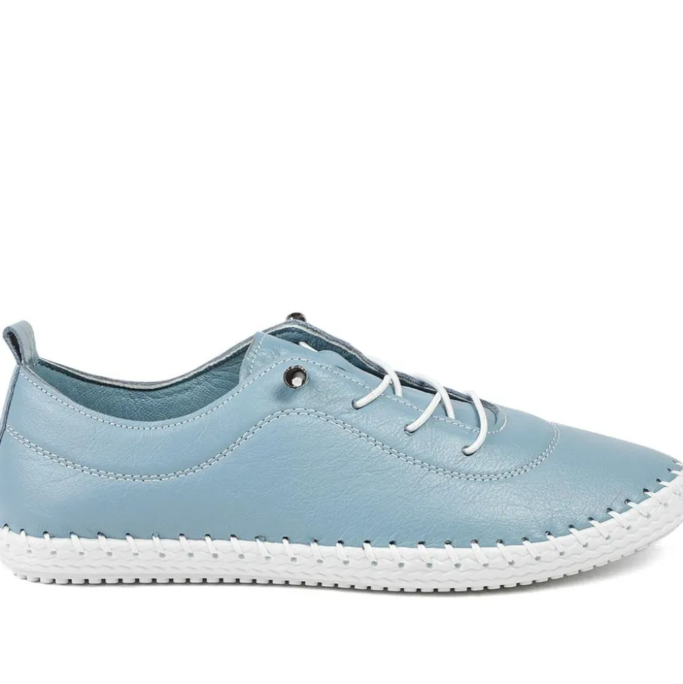 Leather Slip-On Trainers - Denim
