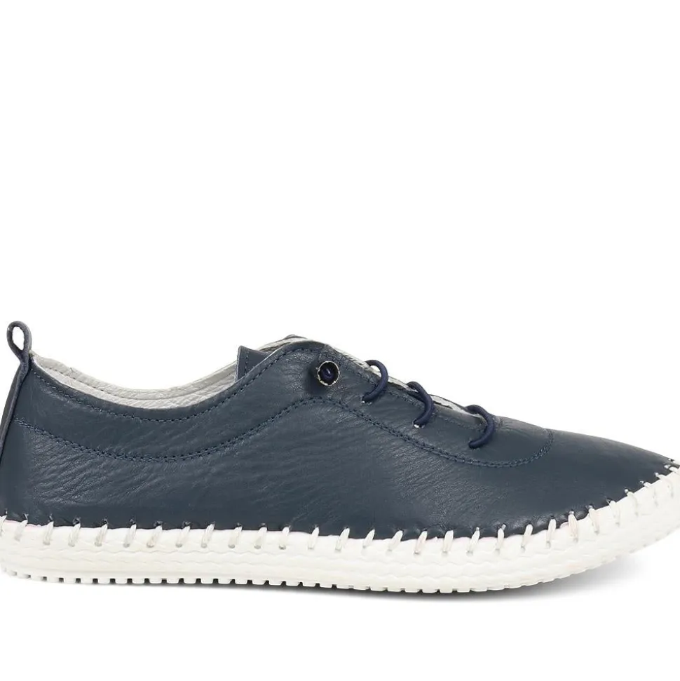 Leather Slip-On Trainers - Navy