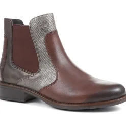 Leather Snakeskin Chelsea Boots - Chocolate