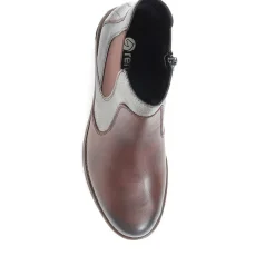 Leather Snakeskin Chelsea Boots - Chocolate