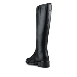 Leather Standard Calf Fit Long Boots - Black