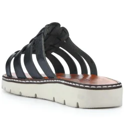 Leather Strappy Mule Sandals - Black