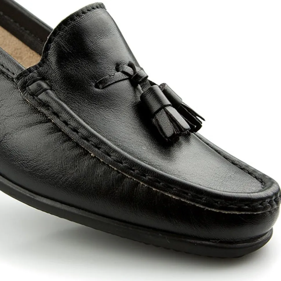 Leather Tassel Loafers - Black