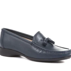 Leather Tassel Loafers - Navy