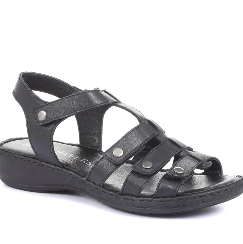 Leather T-Bar Sandals - Black