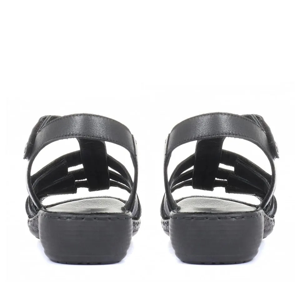 Leather T-Bar Sandals - Black