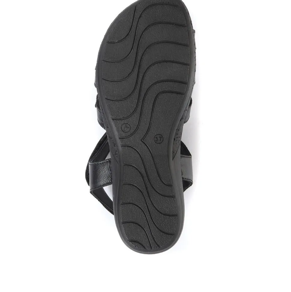 Leather T-Bar Sandals - Black