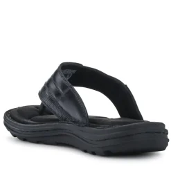 Leather Toe Post Sandals - Black