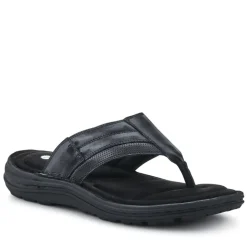 Leather Toe Post Sandals - Black
