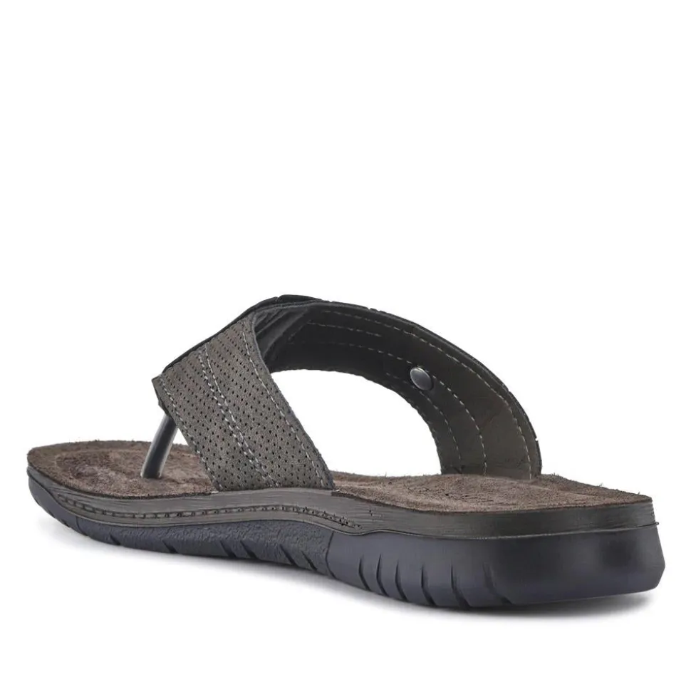Leather Toe Post Sandals - Black