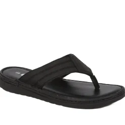 Leather Toe-Post Sandals - Black