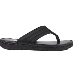 Leather Toe-Post Sandals - Black