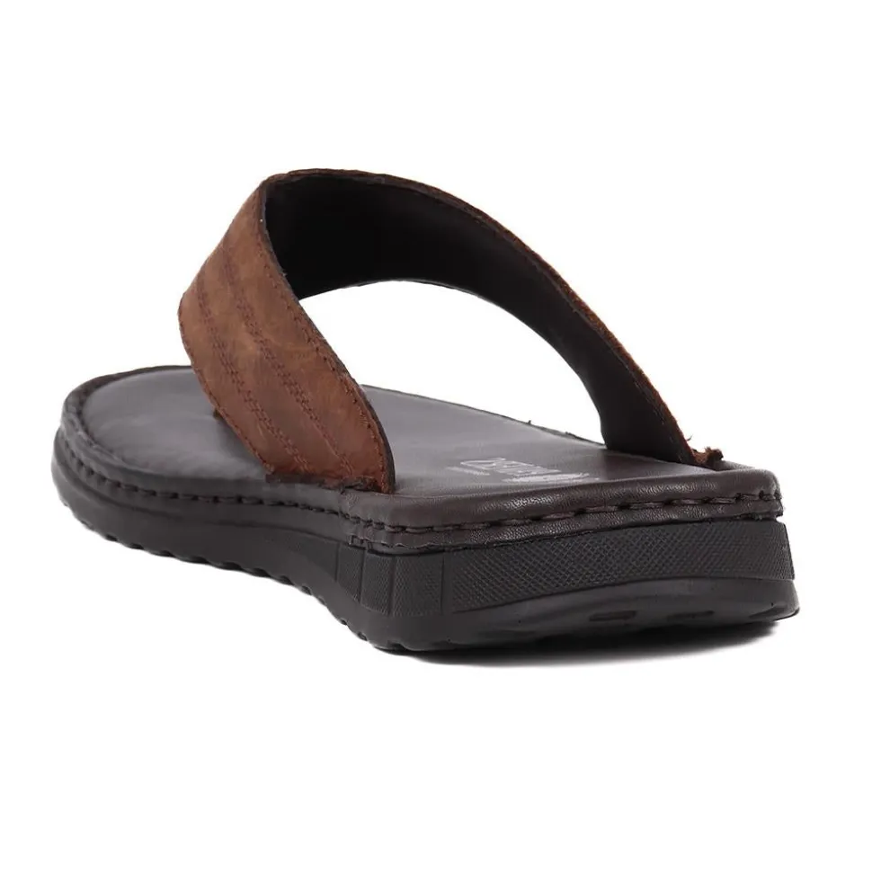 Leather Toe-Post Sandals - Brown