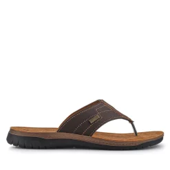 Leather Toe Post Sandals - Brown