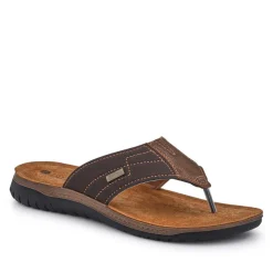 Leather Toe Post Sandals - Brown