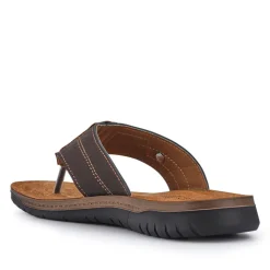 Leather Toe Post Sandals - Brown