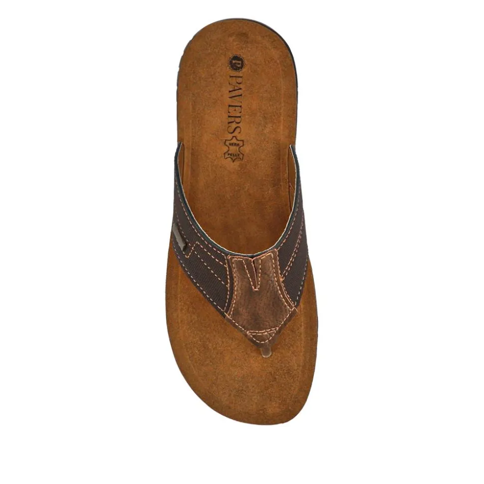 Leather Toe Post Sandals - Brown