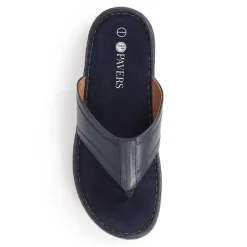 Leather Toe-Post Sandals - Navy