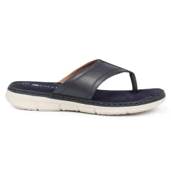 Leather Toe-Post Sandals - Navy
