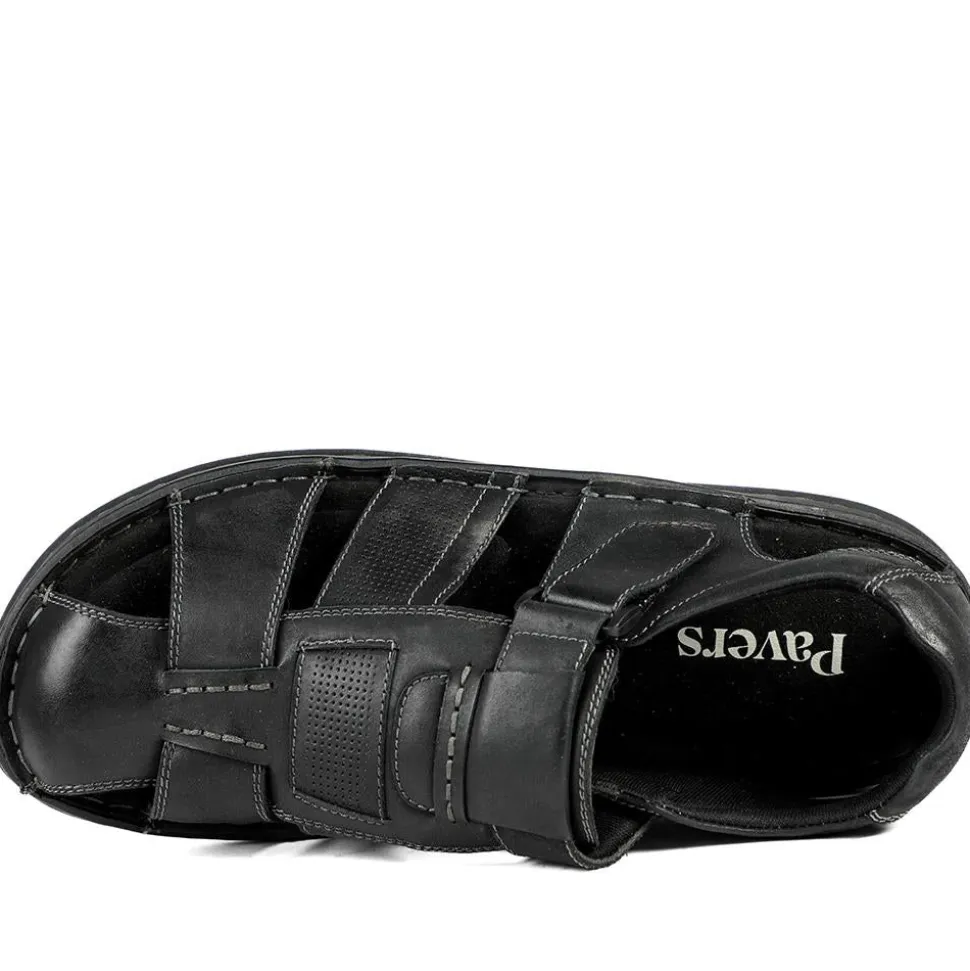 Leather Touch Fasten Fisherman Sandals - Black