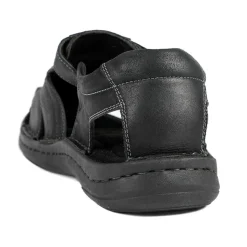 Leather Touch Fasten Fisherman Sandals - Black