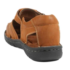 Leather Touch Fasten Fisherman Sandals - Tan