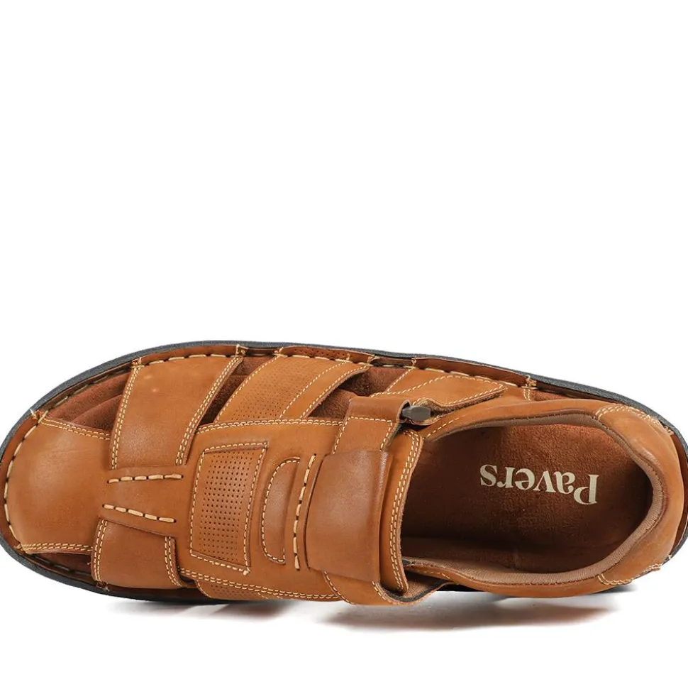 Leather Touch Fasten Fisherman Sandals - Tan