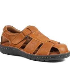 Leather Touch Fasten Fisherman Sandals - Tan
