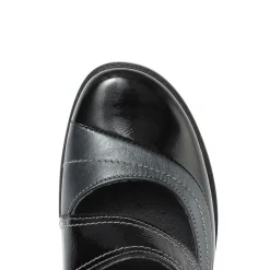 Leather Touch-Fastening Mary Janes - Black-Blue