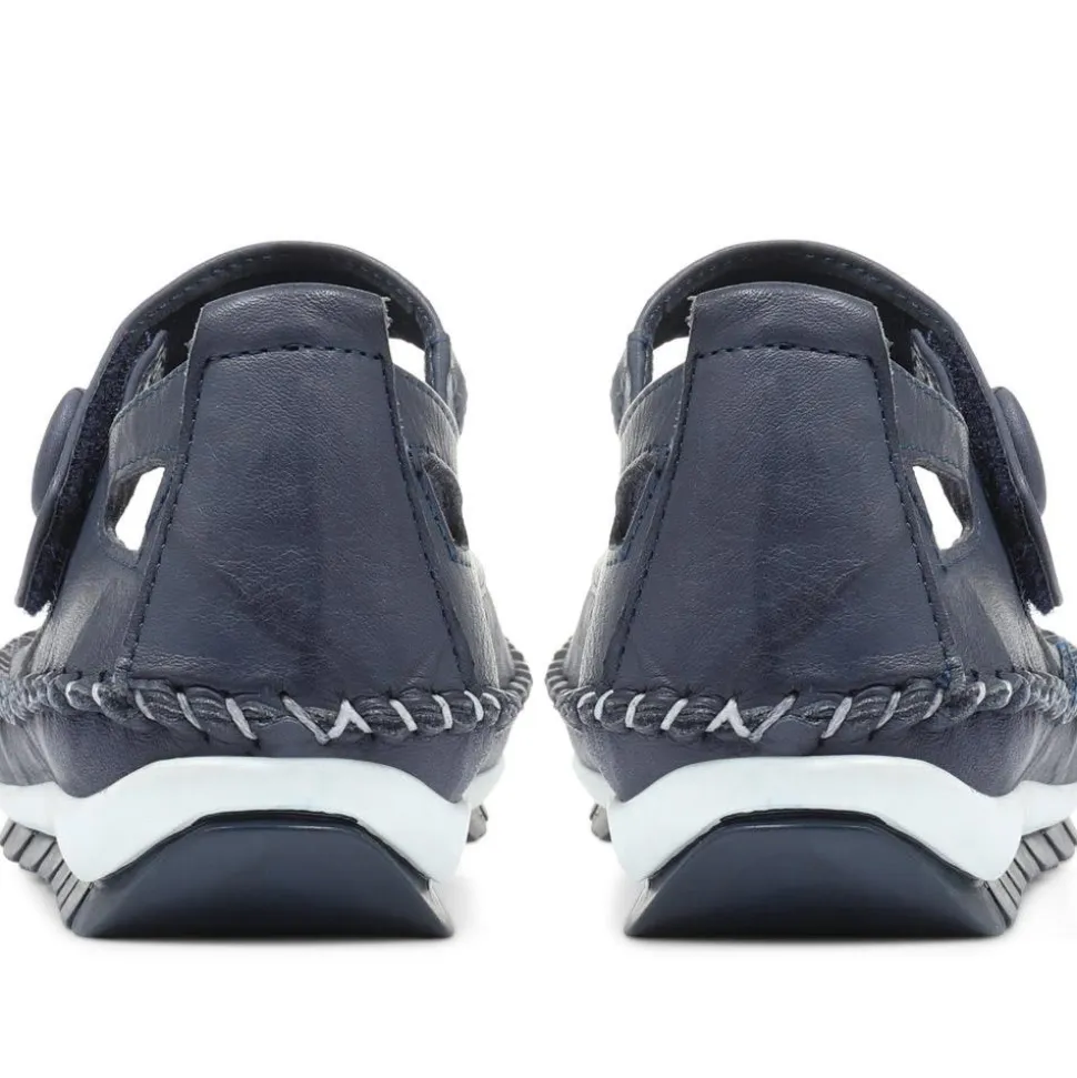 Leather Touch Fastening Mary Janes - Navy