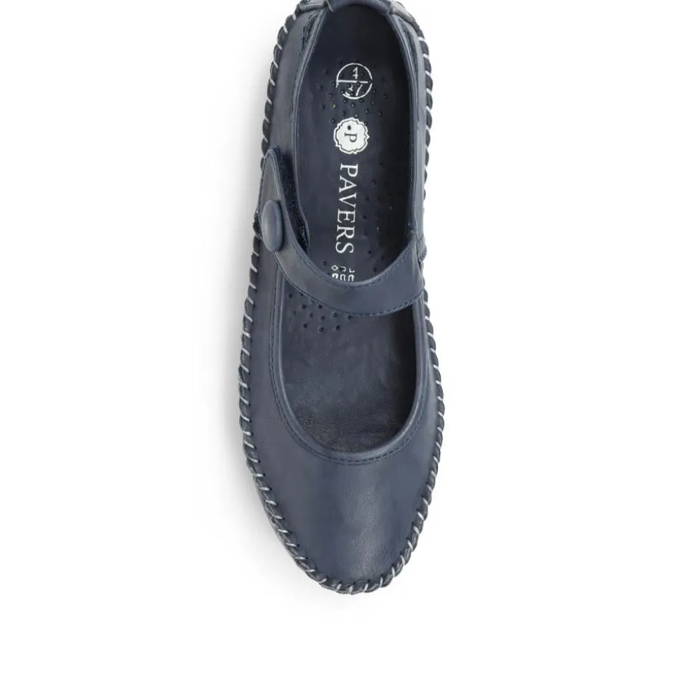 Leather Touch Fastening Mary Janes - Navy
