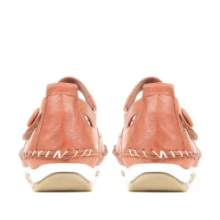 Leather Touch Fastening Mary Janes - Tan