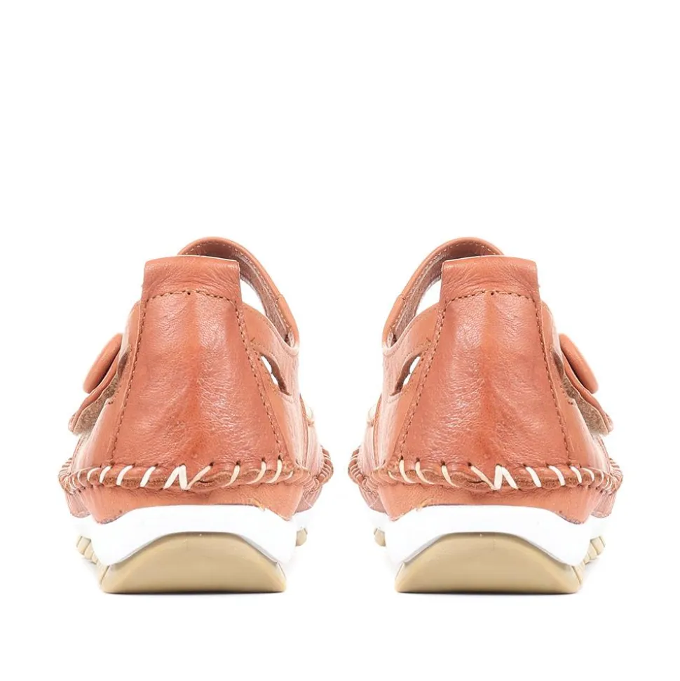 Leather Touch Fastening Mary Janes - Tan