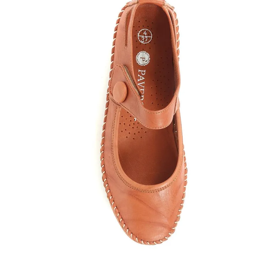 Leather Touch Fastening Mary Janes - Tan