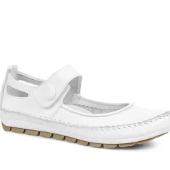 Leather Touch Fastening Mary Janes - White