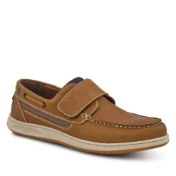Leather Touch-Fastening Monk Shoes - Brown